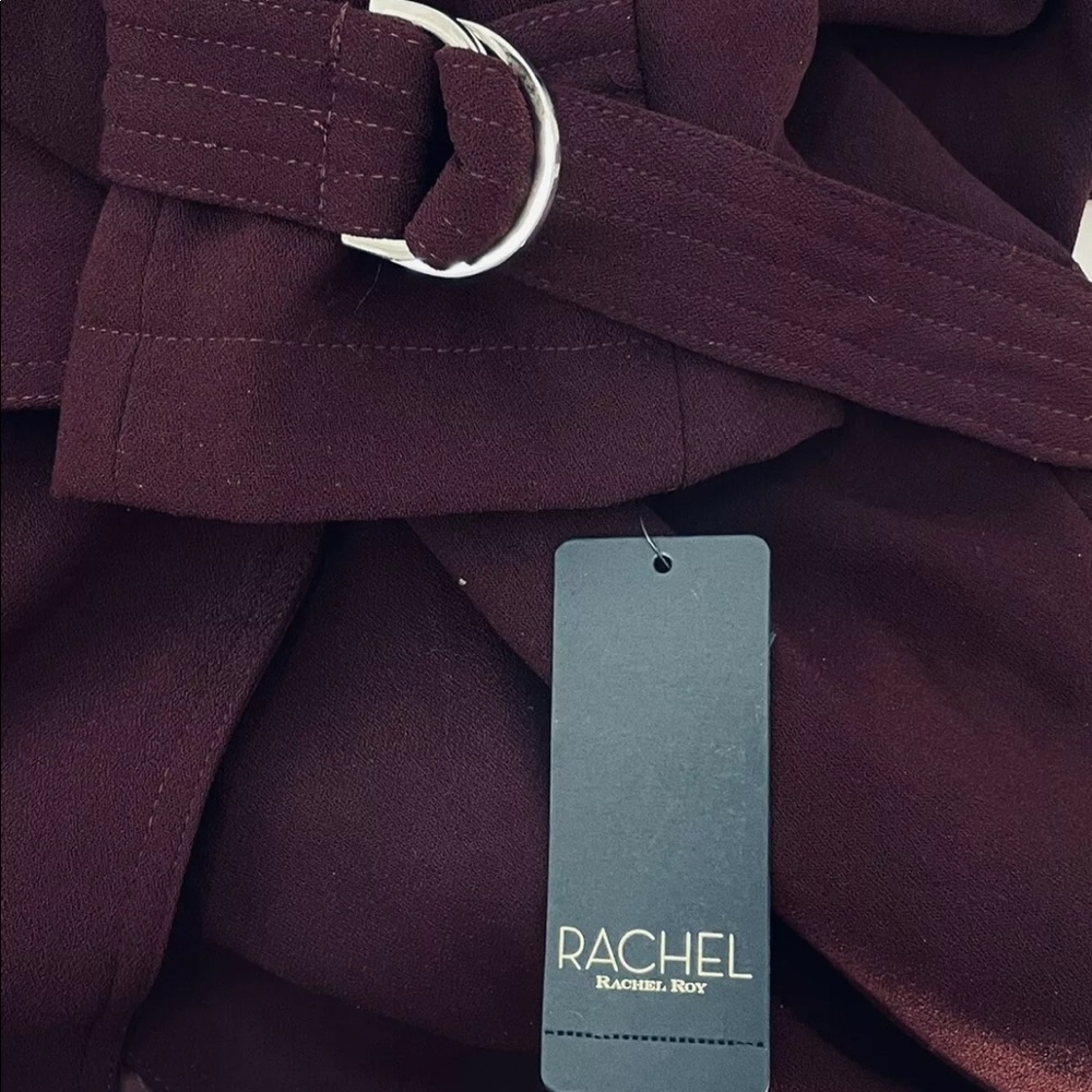 Rachel Roy Water Repellent Crepe Hooded Trench Coat Wine Plus Sizes 1X-3X $245 - Picture 5 of 8